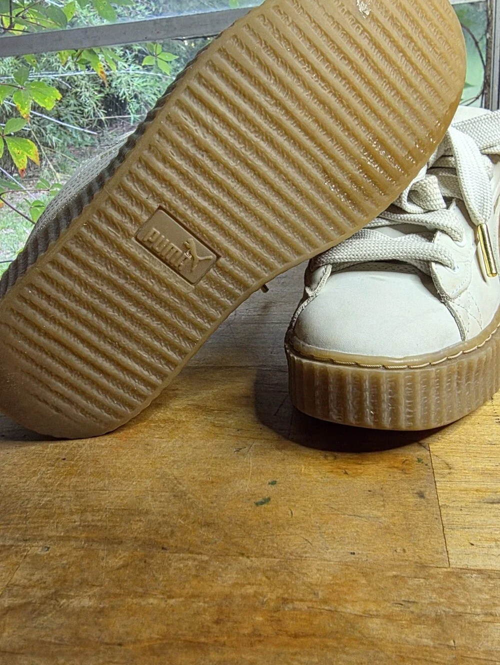 Puma x Fenty Rihanna Creeper Phatty white gum platform sneakers